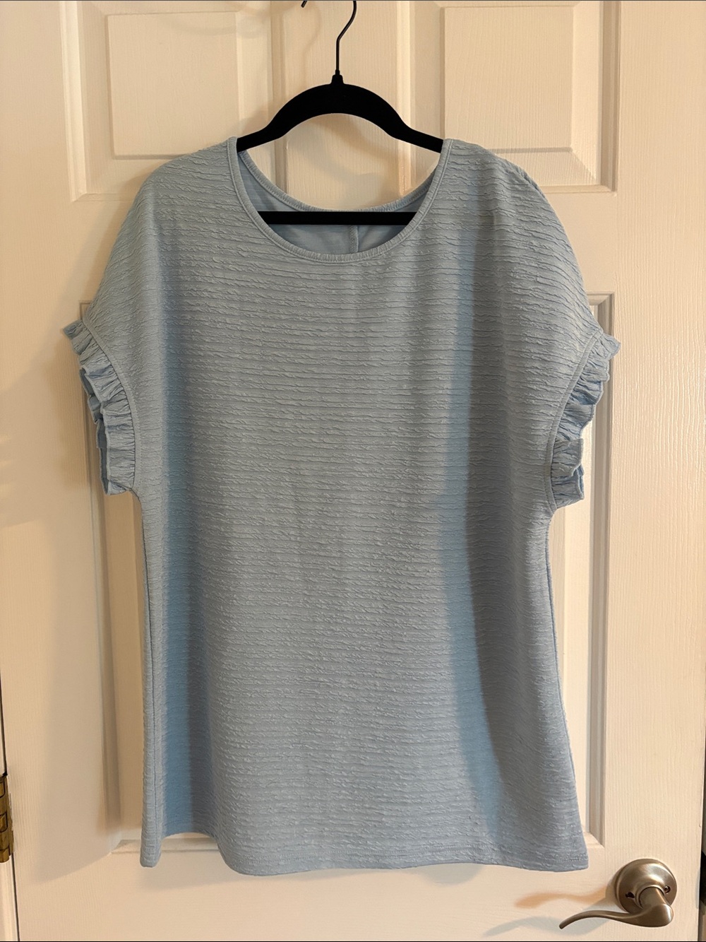 Women’s Light Blue Ruffle Sleeve Top